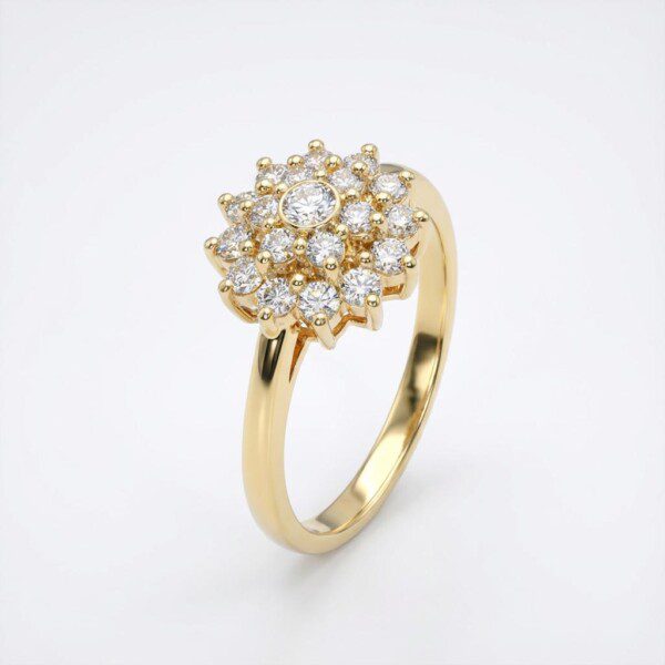 טבעת עדי עשויה זהב 14 קראט בשיבוץ יהלומים