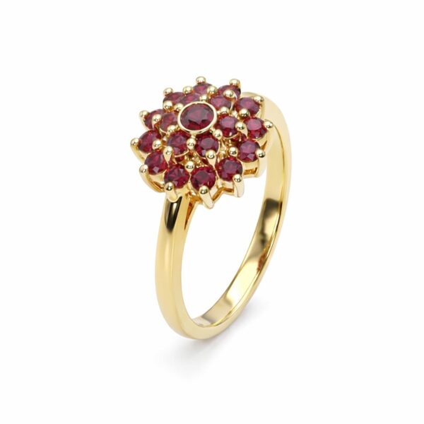 טבעת עדי מזהב 14 קראט ואבני רובי