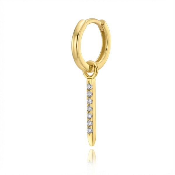 חישוק חלק תליון נטיף מזהב 14 קראט ויהלומים