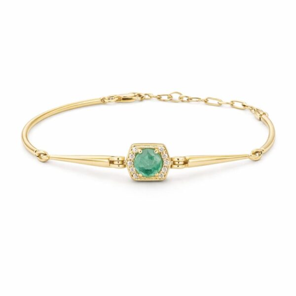 צמיד אודל מזהב 14 קראט אמרלד ויהלומים