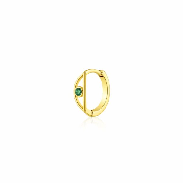 Eye Hoop, 14K Gold with Emerald Setting