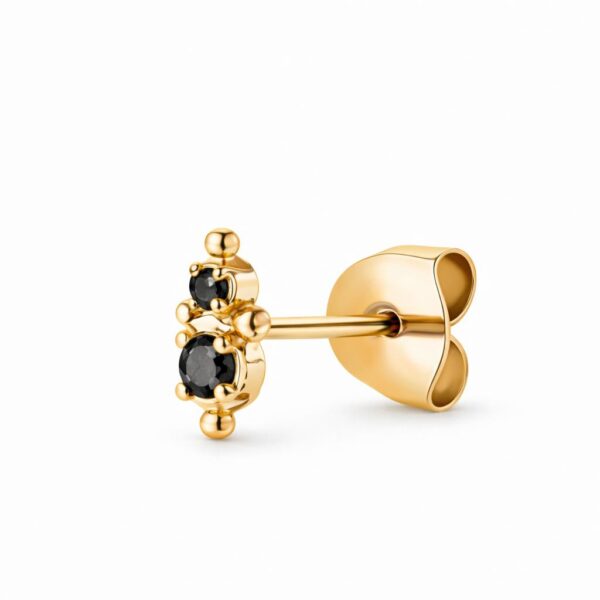 עגיל מירל מזהב 14 קראט ויהלומים שחורים